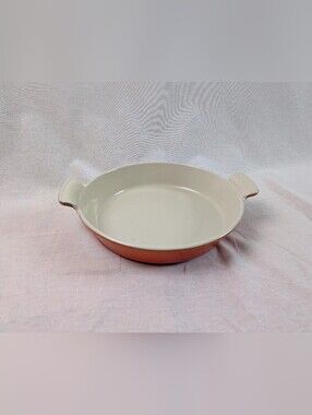 Le Creuset Flame Orange Round Stoneware Baking Dish #22 Vintage France